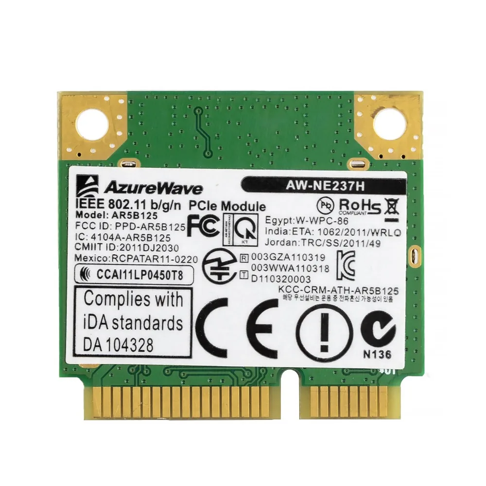 Карта для Qualcomm Atheros AR9485 AR5B125 AW-NE237H DELL DW1506 Half Mini Pci-e беспроводная карта dell sony samsung |