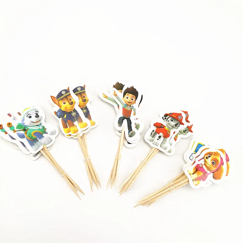 

PAW Patrol Disposable Cups Mugs Paw Patrol Cupcake Topper Fruit Dessert Cake Hat Paper Flag Toothpick Birthday Cake Decoration