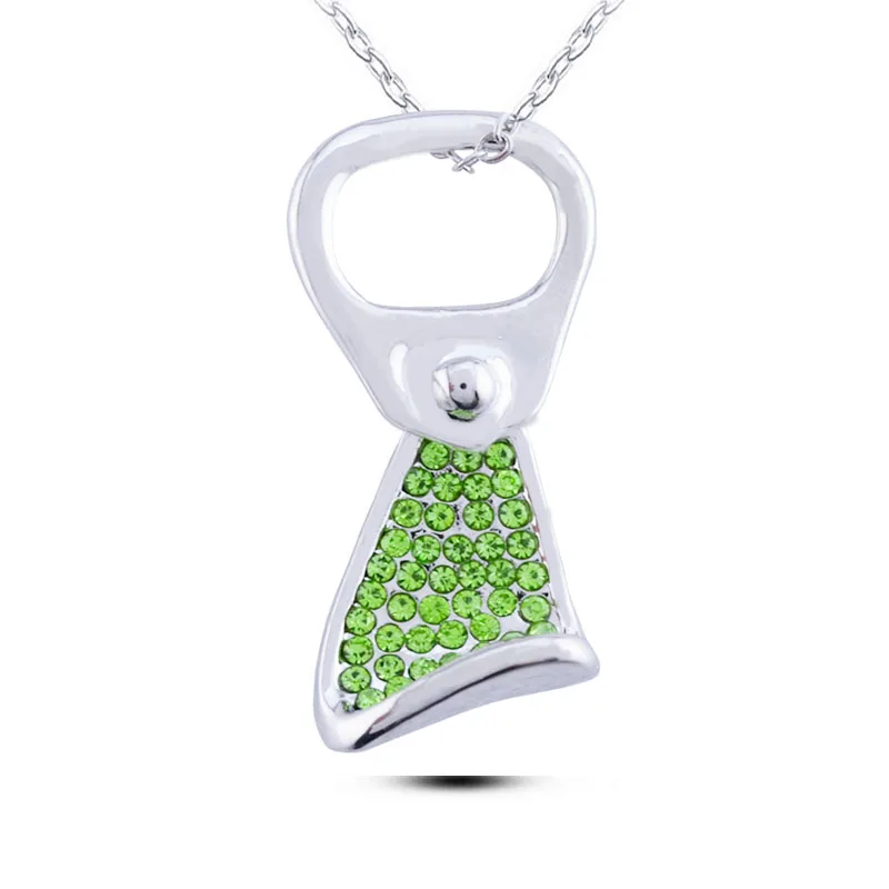 N224 Rhinestone Pull Tab Personalized Necklaces Charming Silver