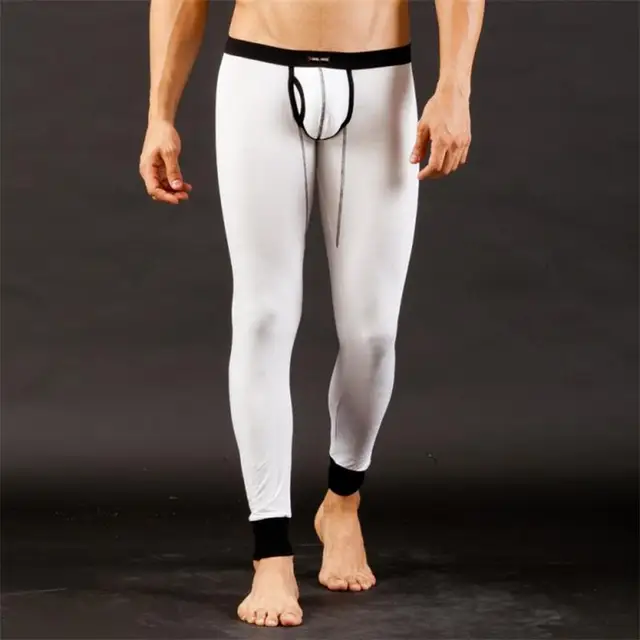 Winter Warm Men Long Johns Bulge Pouch Thermal Underwear Men Solid