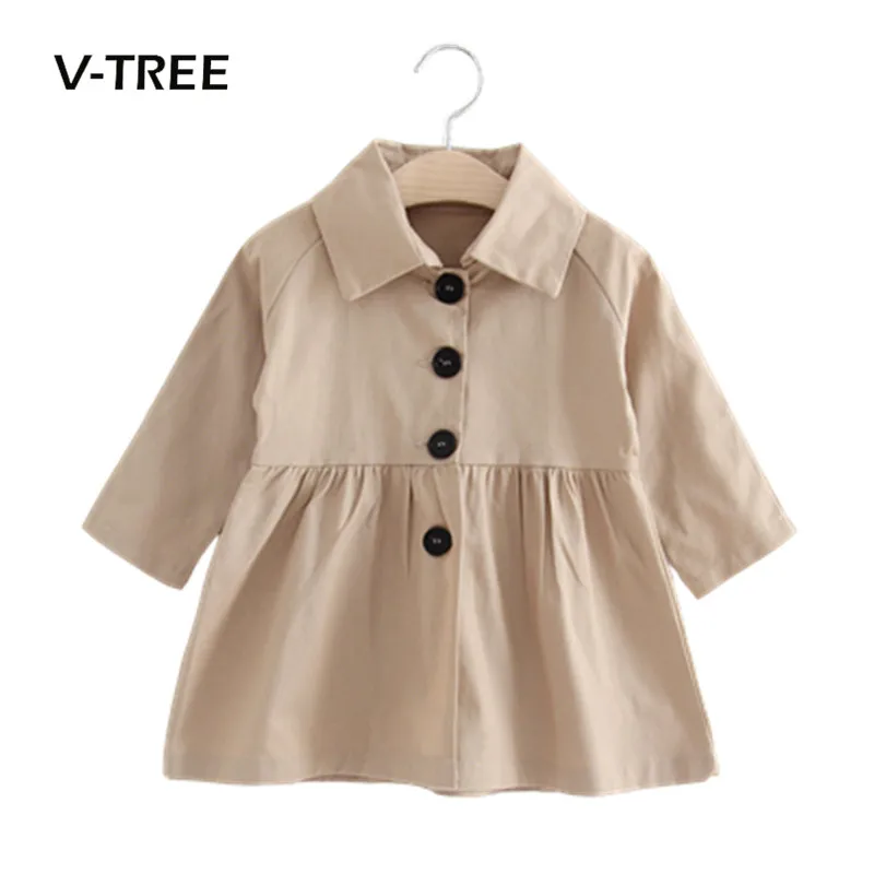 

VTREE Baby Girls Trench Coat Cotton Jacket For Girl 2 Colors Autumn infant Baby Kids Coat Toddler Children Outwear Clothes