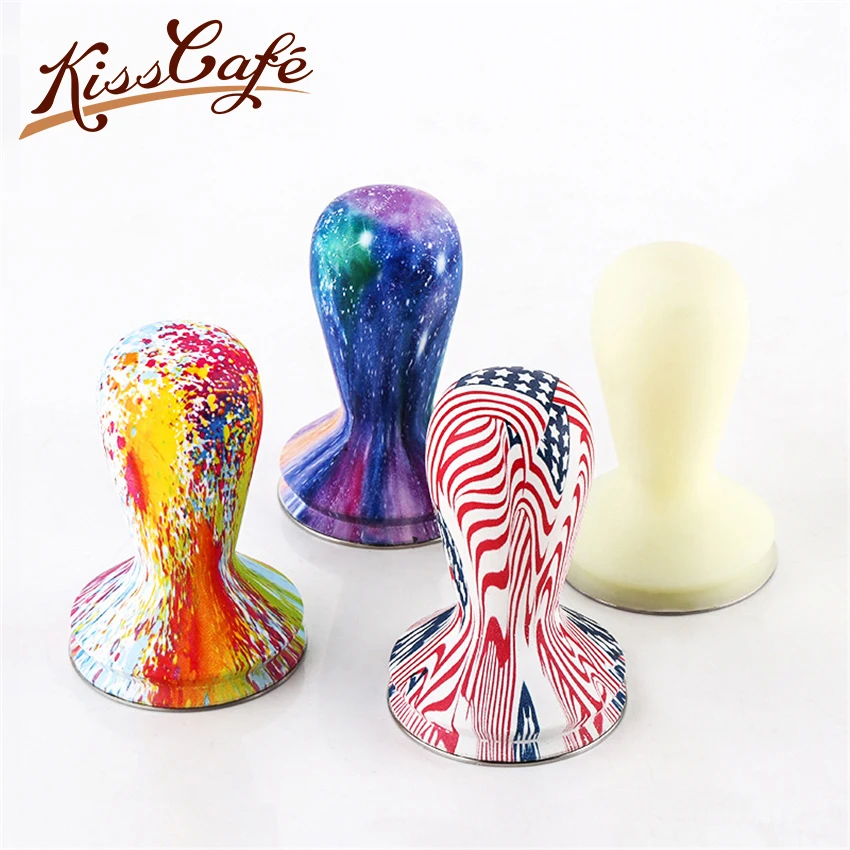 

58MM Colorful Handle Stainless Steel Base Tamper Protable Detachable Ultrathin Base Powder Press Solid Hammer Coffee Accessories