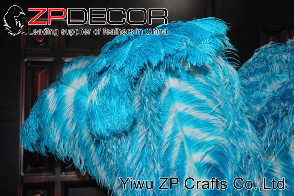 ZPDECOR 65 70 см (26 28 дюймов) 50 шт./лот окрашенные в полоску белые и синие страусиные