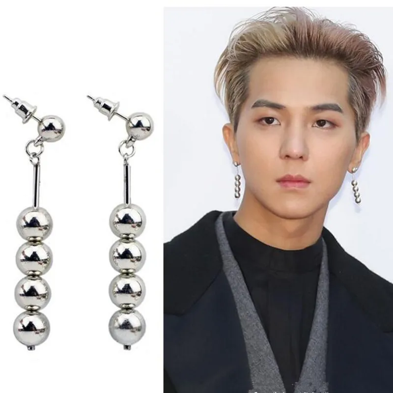 

2pcs/lot 2018 new Fashion Jewelry Korean Geometric Bead Stud Earrings For men Women Pendientes Hombre Brincos Earring