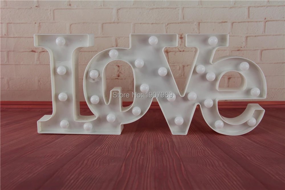 2" wide" LOVE "белый пластиковый светодиодный светильник Marquee, винтажный клейкий светильник с любовными буквами, на День святого Валентина, для помещений