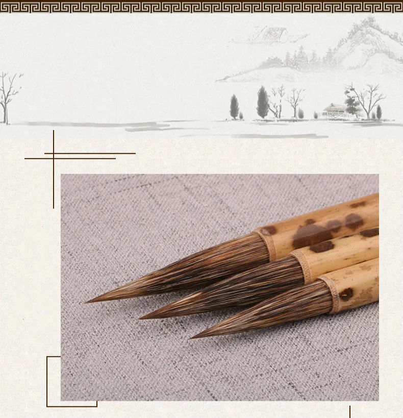 Китайская традиционная ручка-кисть для каллиграфии, набор для каменного барсука, кисть для письма, обычный скрипт, пейзаж, цветок, картина с