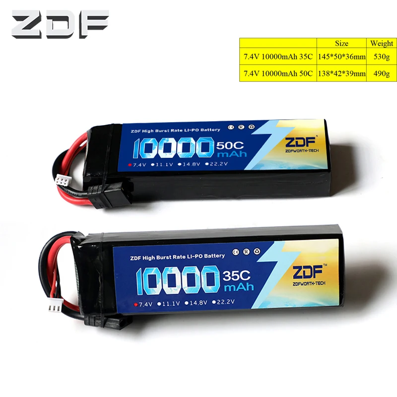 ZDF Lipo Battery 2S 3S 7 4 V 11 1 v 10000mah 35C 50C Max 70C 100C для RC Racing Airplane Traxxas racer Car Truck | Игрушки и хобби