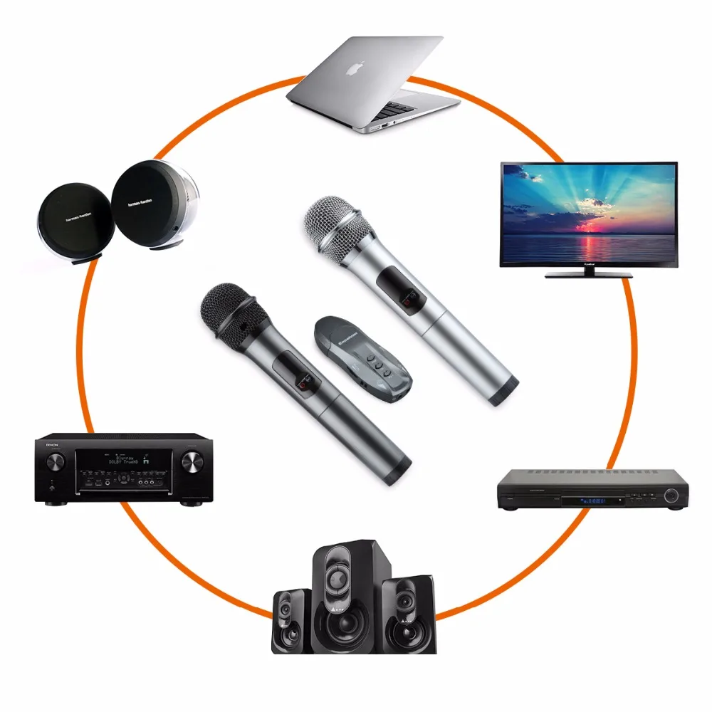 Excelvan K18U профессиональный Bluetooth два ручных микрофона с UHF беспроводной микрофон