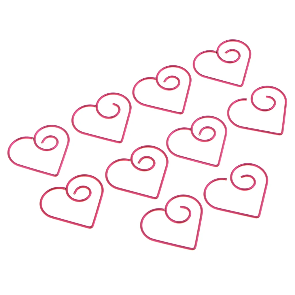 10pcs Love Heart Shape Paper Clips Suit For Book Marker /Documents Binder Clips /Office Organizer