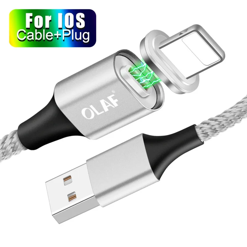 Магнитный кабель OLAF Usb c Micro Usb type C для быстрой зарядки, магнитное зарядное устройство Microusb type-C для Iphone 7 Xs MAX samsung Xiaomi Usb-c - Цвет: Silver 8 Pin Cable