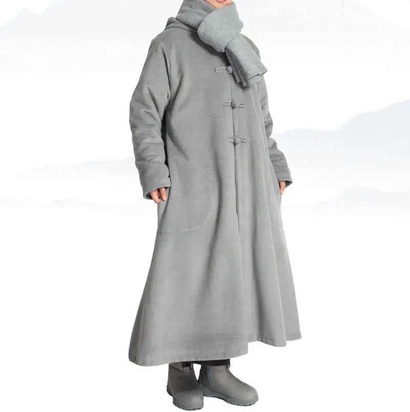 Зимний теплый плащ унисекс для медитации буддийская накидка в стиле Дзен халат