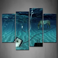 Настенная картина в рамке фотографии Подводные лошадь рыбий крючок холст печати Офис Работа