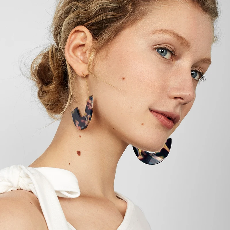

2019 New Statement Resin Tortoise Shell Statement Acrylic Boho Drop pendientes Earrings aretes de mujer