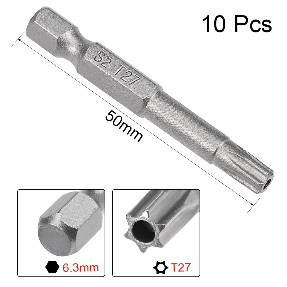 Uxcel 10 шт. S2 1/" Шестигранным хвостовиком T20/25/8/15/27/30 Магнитная отвертка бит 50/75/150 мм Длина DIY отвертка Replacemet