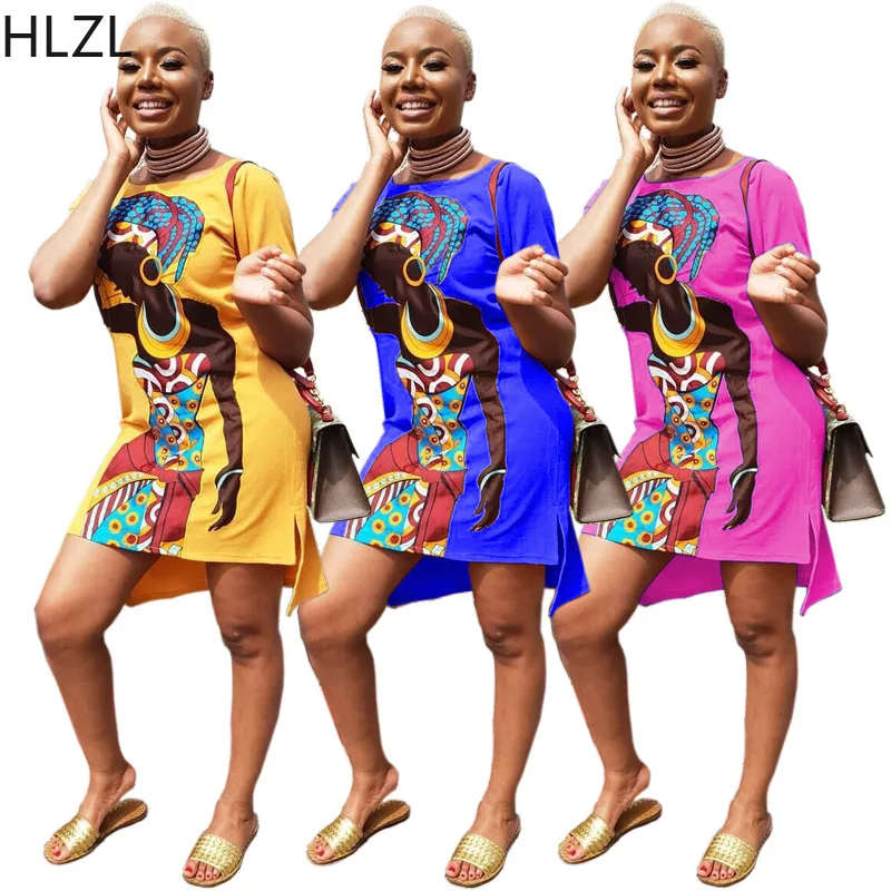 Летние этнические африканские платья для женщин плюс размер свободные печатные с коротким рукавом Дашики платье Красочные Повседневная