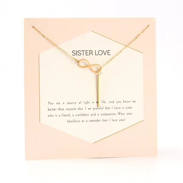 Модный Подарок для сестры, ожерелье с кулоном и цифрой 8 для женщин и девушек, золотого цвета, ожерелье из нержавеющей стали с карточкой - Окраска металла: CN270GD09