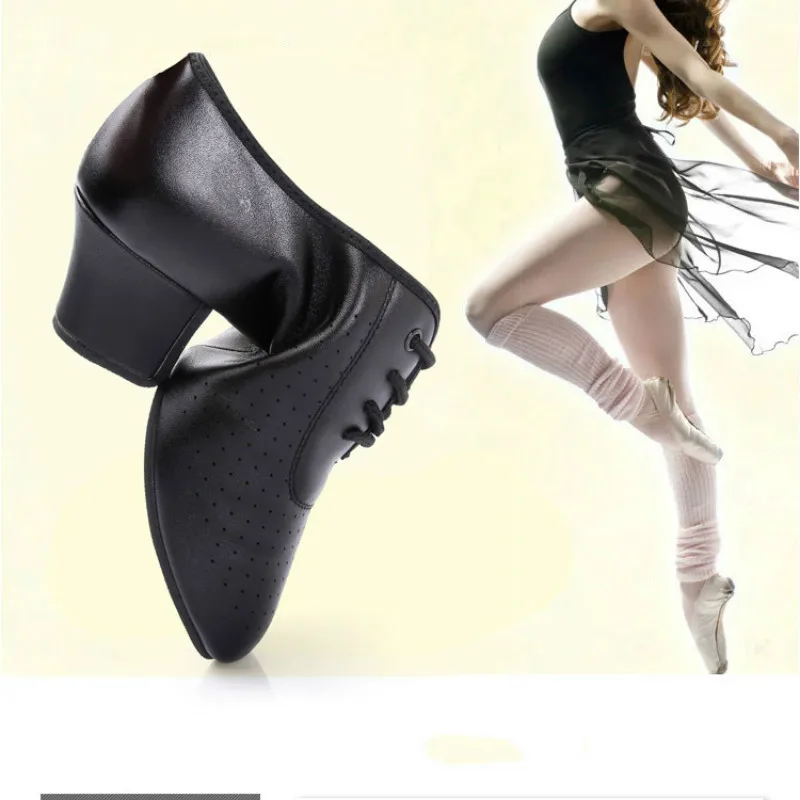 Women's leather shoes, Latin dance shoes with soft bottom dancing shoes, leather square shoes.
