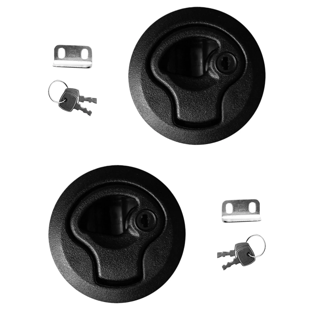 2 Pieces Black 2' Flush Pull Slam Latch for Marine Boat Hatch 1/4' Door Lock