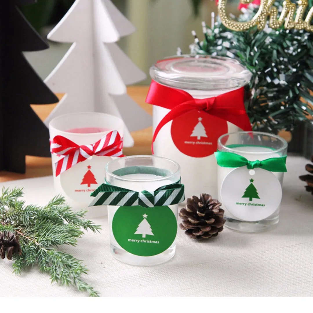2018 New 25/50/100PCS Christmas Paper Gift Wrap Tags Label Xmas Decorative Bake Pack DIY