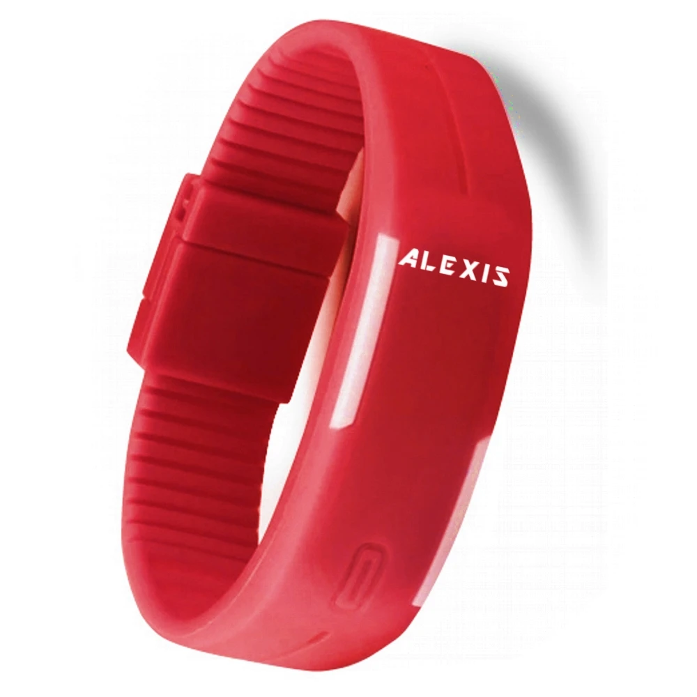 

ALEXIS Fashion Design LED Watches Smart New Rectangular Red Watchcase Silicone Red Band Ladies Digital Watch DW447E