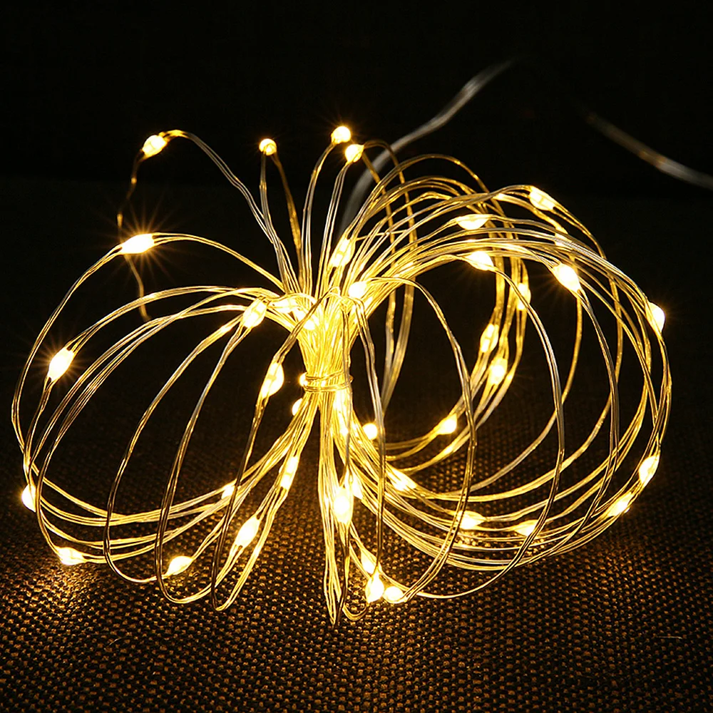

1m LED String Copper Wire Led Lights Lamp Battery Led Garland Ball Ourdoor/Indoor Christmas Fairy Lights for Party Wedding