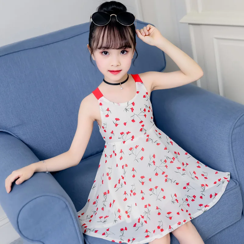 

Hot Sale 2019 New Baby Girl Clothes Summer Flower Girls Dress Fashion Cute Sling Floral Kids Dresses For Girls Princess Dress