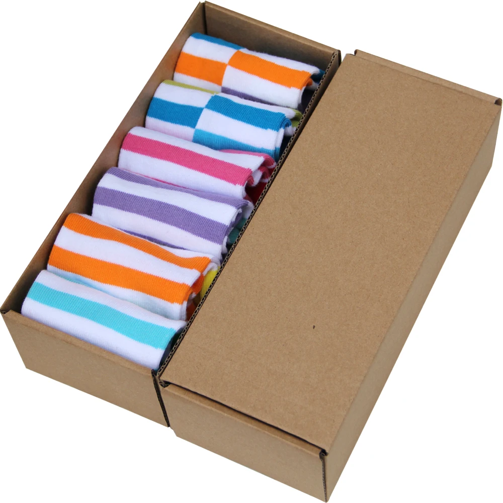 Женские носки из чесаного хлопка, цветные носки-башмачки для женщин, носки-тапочки(6 пар/лот, без подарочной коробки