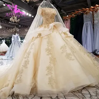شراءAIJINGYU مواقع فستان الزفاف ثوب سبليت اليونانية الأيائل الخطوبة مع الأكمام الحجاب مسلم فساتين غريبة الزفاف الفاخرة