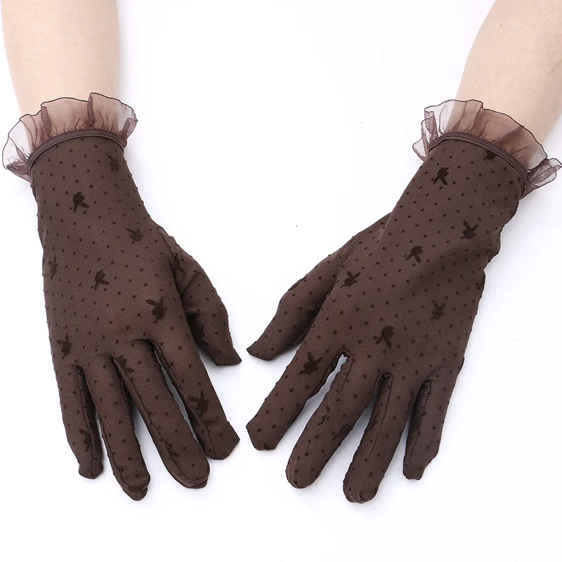 Woman Fashion Lace Gloves Lady Bride Thin Ruffled Female Ceremony Glove