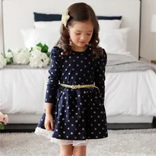Модное платье в горошек для девочек детские весенние хлопковые платья с длинными рукавами костюм принцессы для девочек нарядная одежда для дня рождения
