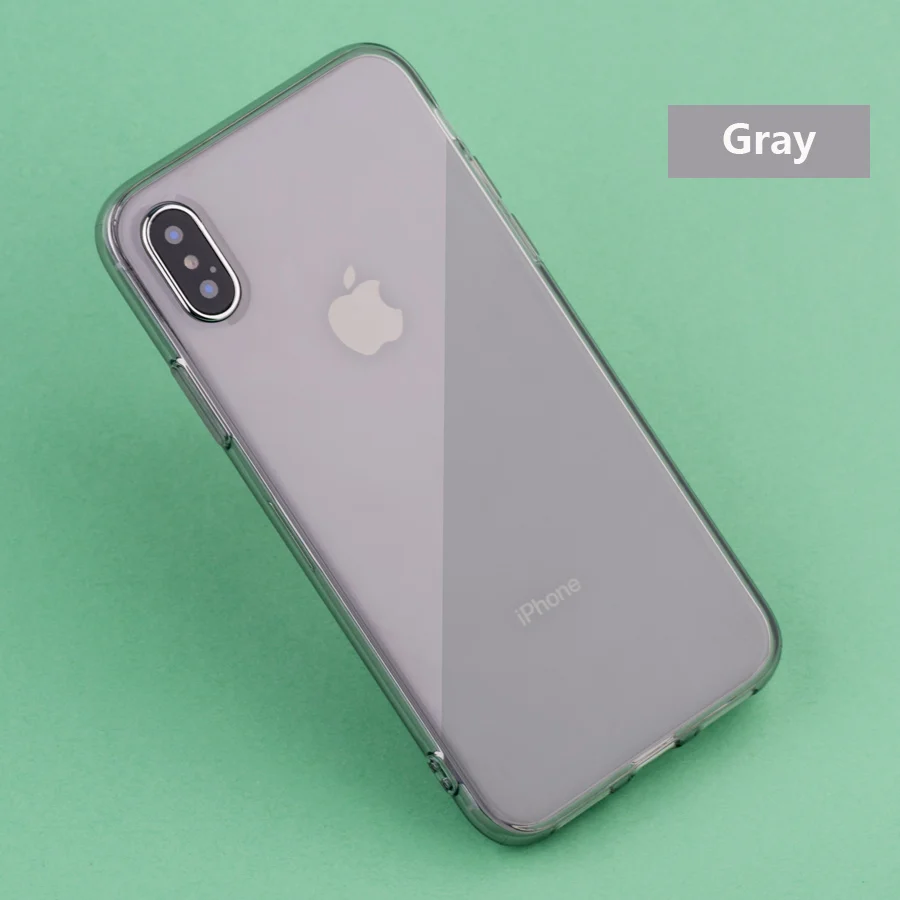 IQD Цвет ТПУ чехол для iPhone X 8 7 6 6s Plus Бампер Мягкий Прозрачный чехол для Apple IPhone X 6 6s 7 8 Plus против царапин - Цвет: Gray