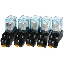 Mayitr 5 Sets General Purpose DC 12V Coil Power Relay LY2NJ DPDT 8Pin HH62P JQX-13F With Socket Base Mayitr 5 Sets General Purpose DC 12V Coil Power Relay LY2NJ DPDT 8Pin HH62P JQX-13F With Socket Base