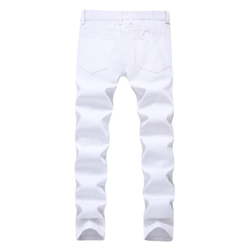 VROKINO новые мужские весенние и осенние джинсы модные мужские красные белые рваные джинсы до колена на молнии мужские узкие брюки 38 40