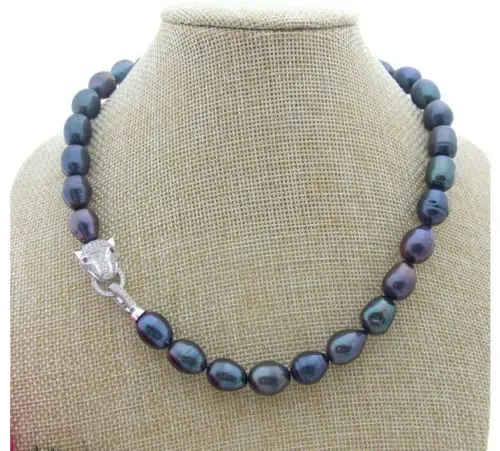 

FREE SHIPPING>>>@@ > N3807 STUNNING 12-13MM TAHITIAN BLACK GREEN PEARL NECKLACE 18 INCH