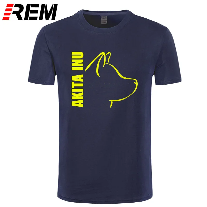 Akita Inu Dog мужские футболки отличные футболки мужские с коротким рукавом хлопок Пользовательские Большие размеры летние футболки для подростков - Цвет: navy yellow