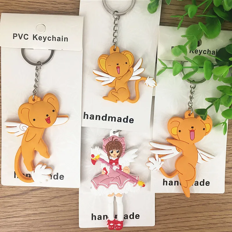 

2019 Popular New Cute Cardcaptor Sakura Keychain Pendant Cartoon Soft PVC Key Chain Key Ring Figure Toy Hot key ring