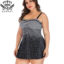 Новинка, arrrival, Badmode Vrouwen, в горошек, сексуальный, пуш-ап, танкини, набор, винтажная, летняя, пляжная одежда размера плюс, 5XL, с оборками, купальник для женщин