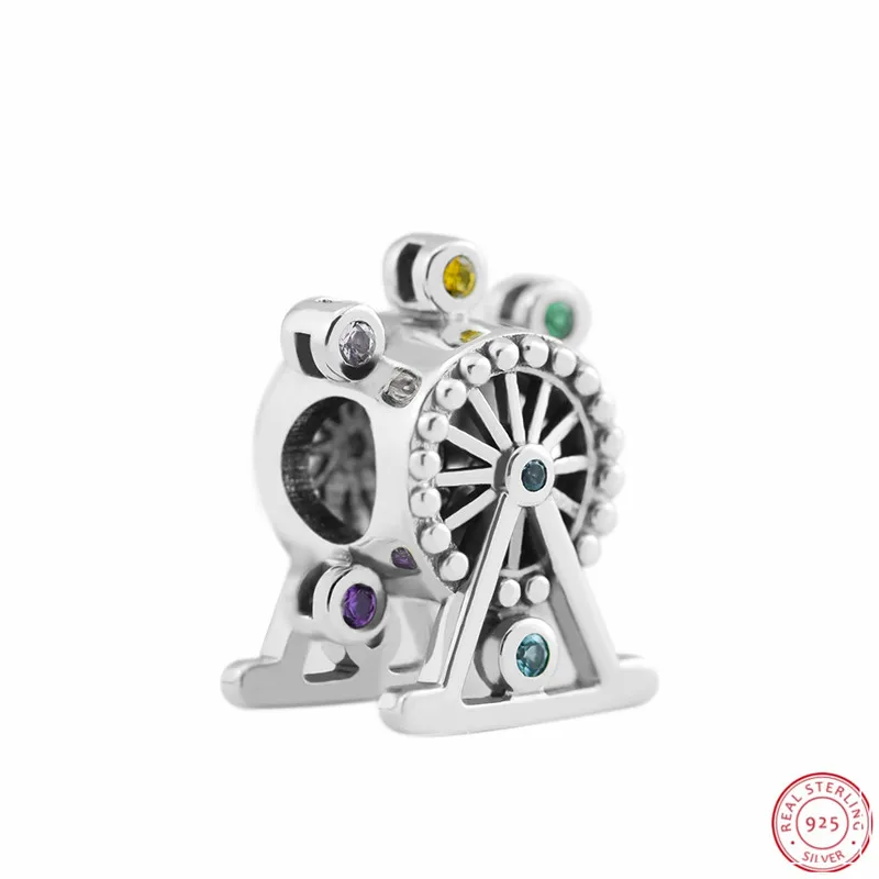 

NEW!!! Multi-Colored CZ and Crystals Ferris Wheel Charm Beads for Women Jewelry DIY Fit PANDORA Charms Silver 925 Original FL765