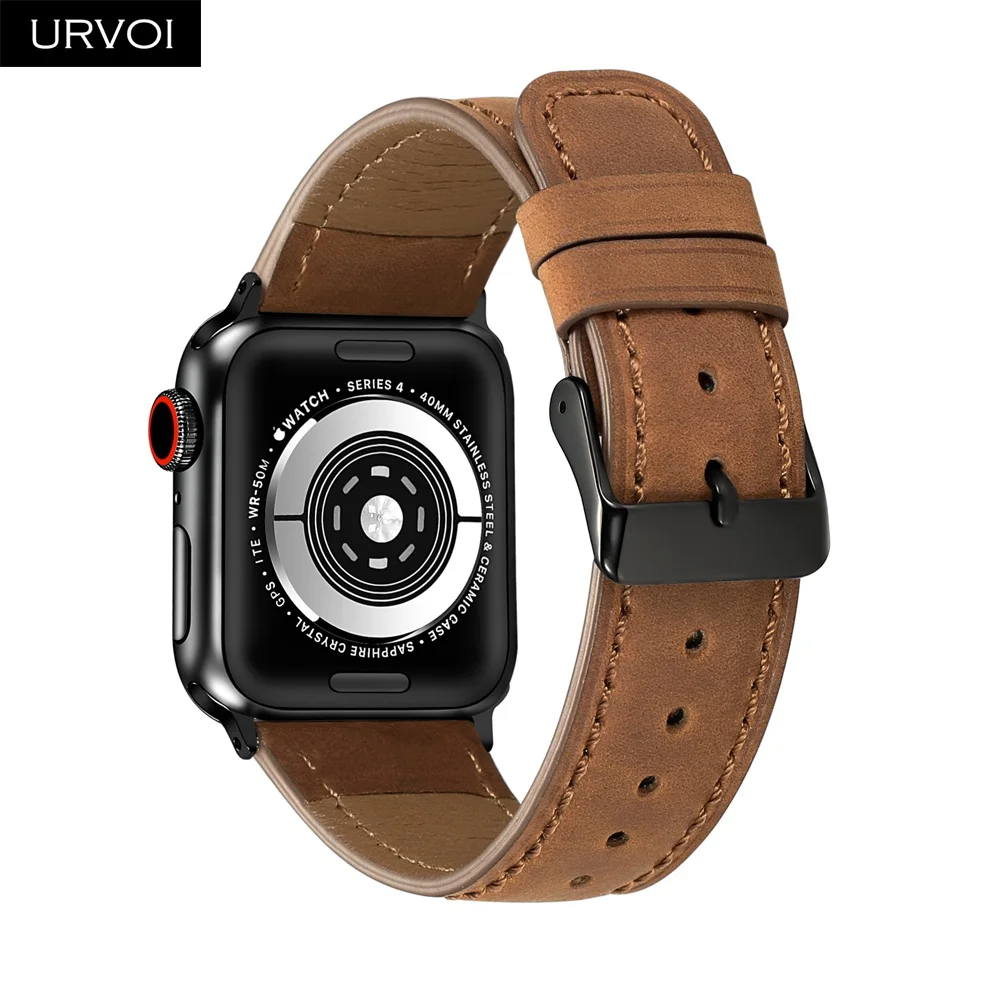 Ремешок URVOI для Apple Watch series 6/5/4/3/2/1 SE из мягкой телячьей кожи матовый ремешок iWatch