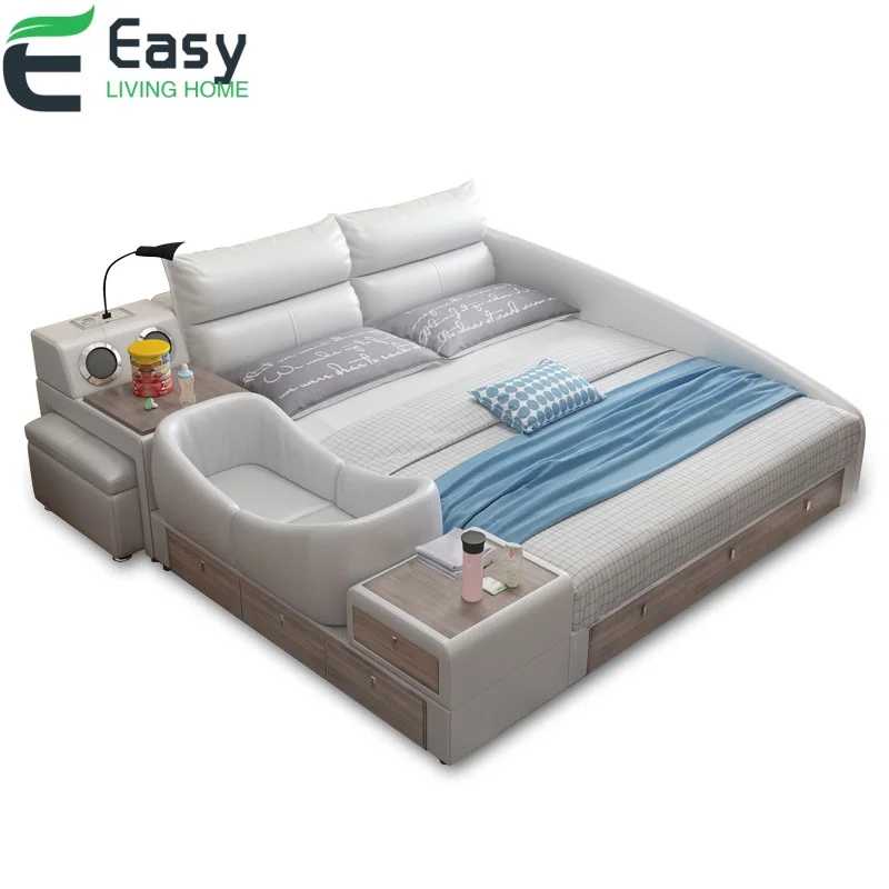 Easyliving дома натуральная кожа многофункциональная кровать с Детская кроватка