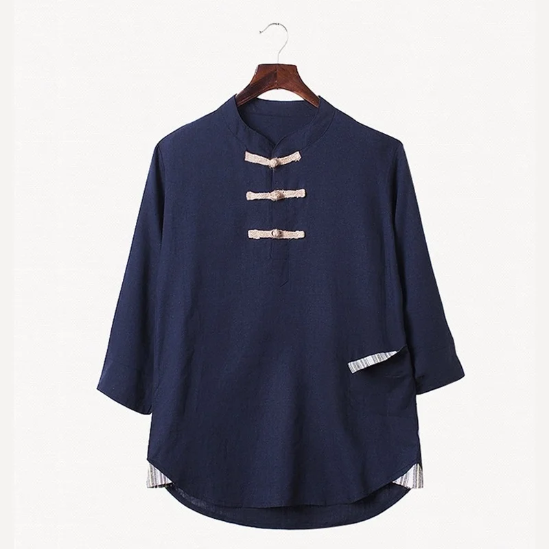 Традиционная китайская одежда ушу Мужская Кунг Фу рубашка мужской Восточный Рубашка летняя блуза для мужчин TA033 - Цвет: 2