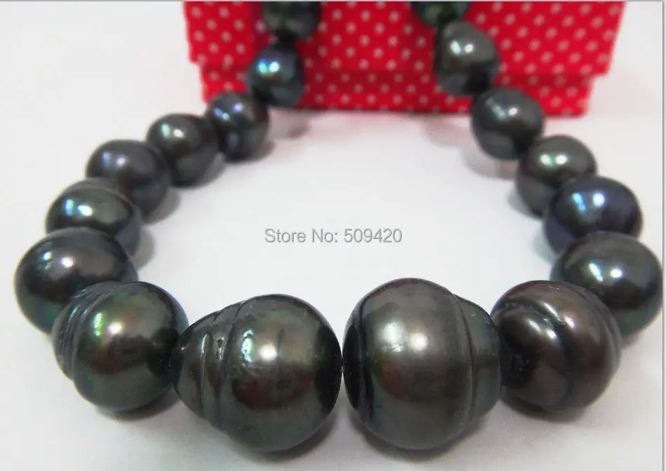 

W&O653 >>>HUGE 18" 12 X15.5 NATURAL SOUTH SEA GENUINE BLACK PEARL NECKLACEEARL NECKLACE