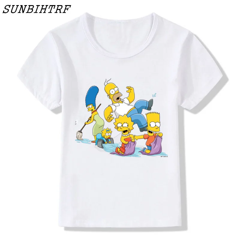 

2018 The Simpsons Funny Anime Design The Whole Famliy Pattern Children Short Sleeve O Neck Kids T Shirt Comfortable Unisex Tees
