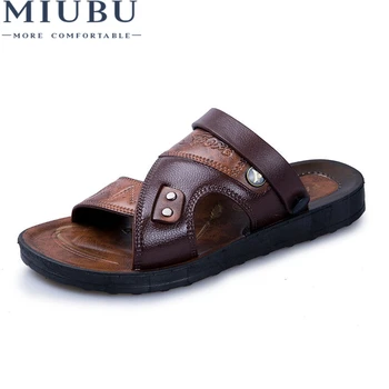 

MIUBU Leather Men's Sandals Fashion Leather Male Sandals Summer Men Shoes Mens Beach Sandals 2020 Men's Sandles