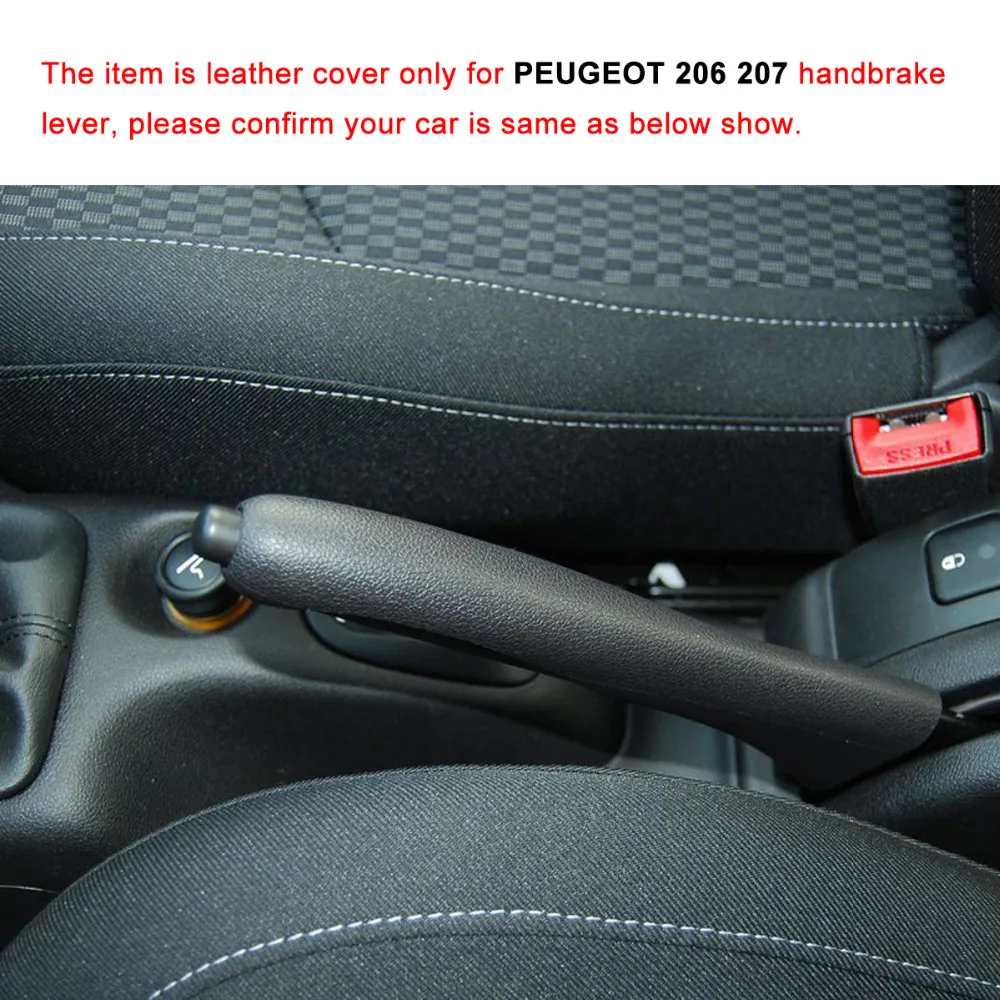 Yuji-Hong Car Handbrake Covers Case for Peugeot 206 207 Citroen C2 Genuine Leather Car-styling Auto Handbrake Grips Black