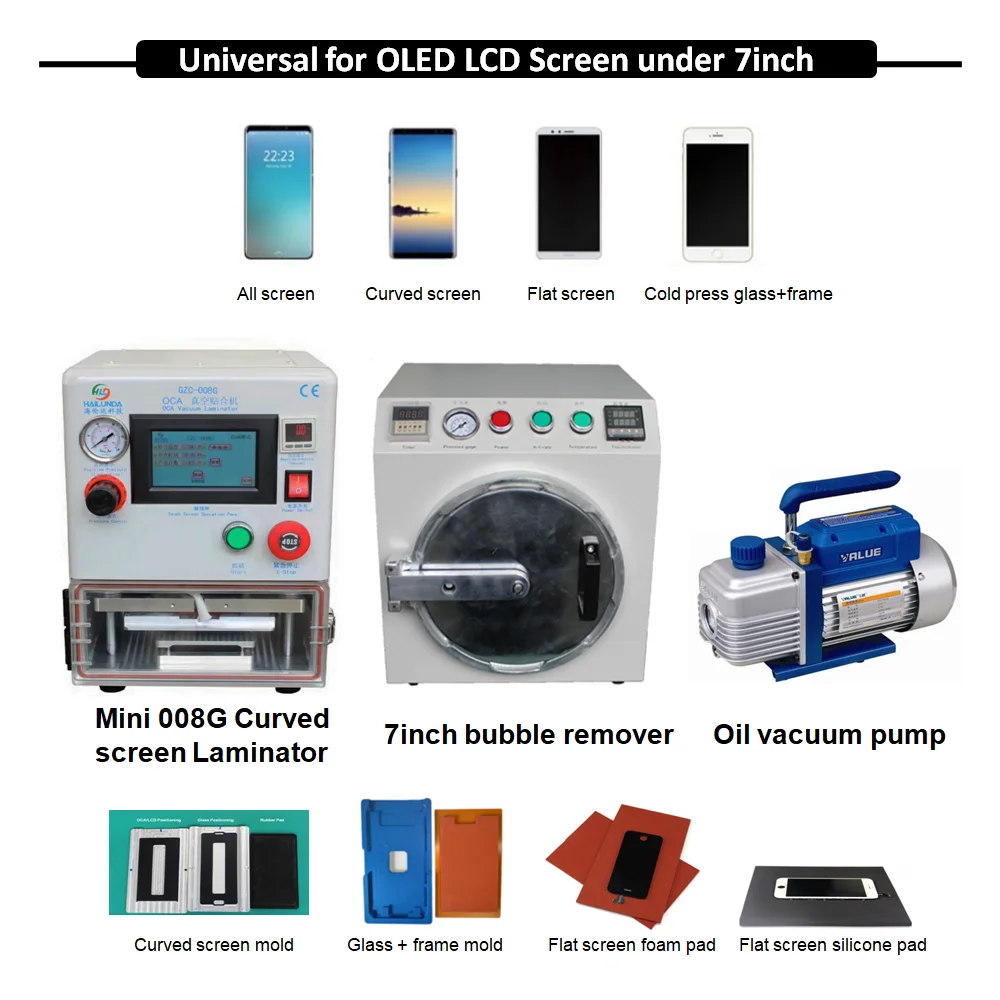  Cracked Screen Refurbish OCA Vacuum Laminator Bubble Removing Machine for Samsung Edge Glass Replac