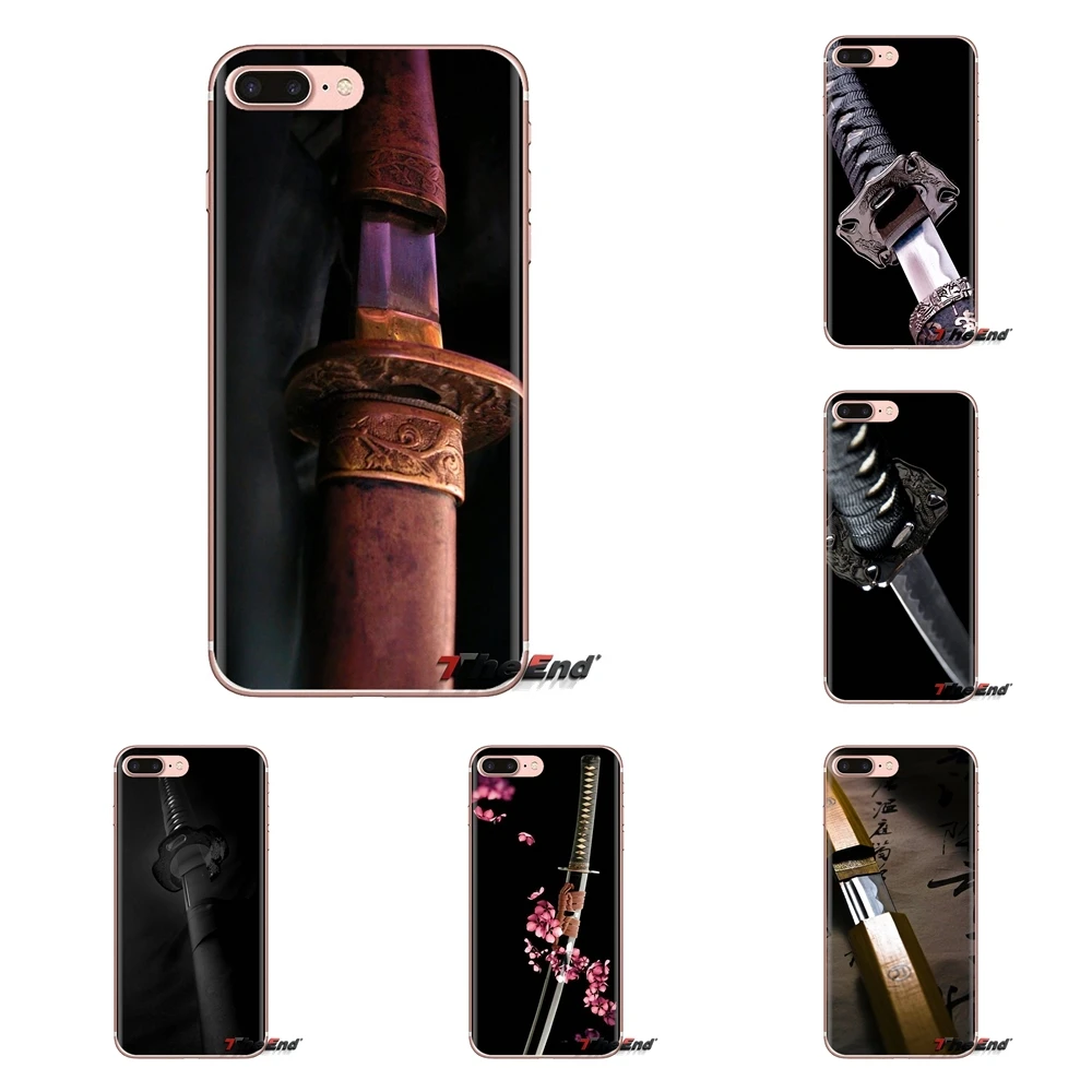 

japanese samurai katana Print For iPod Touch Apple iPhone 4 4S 5 5S SE 5C 6 6S 7 8 X XR XS Plus MAX Transparent Soft Shell Cases