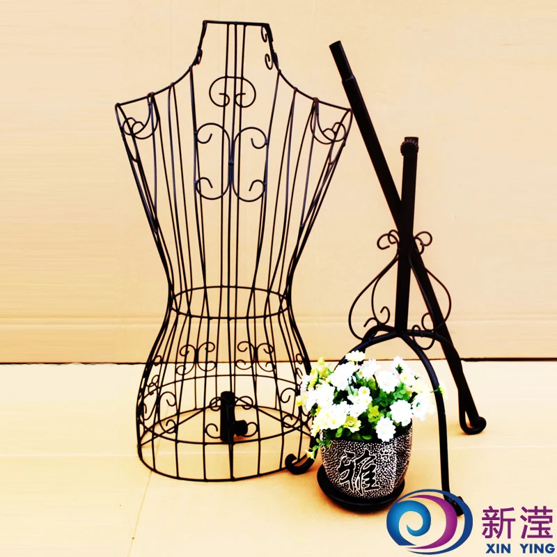Wrought iron model mannequin display metal clothing rack black