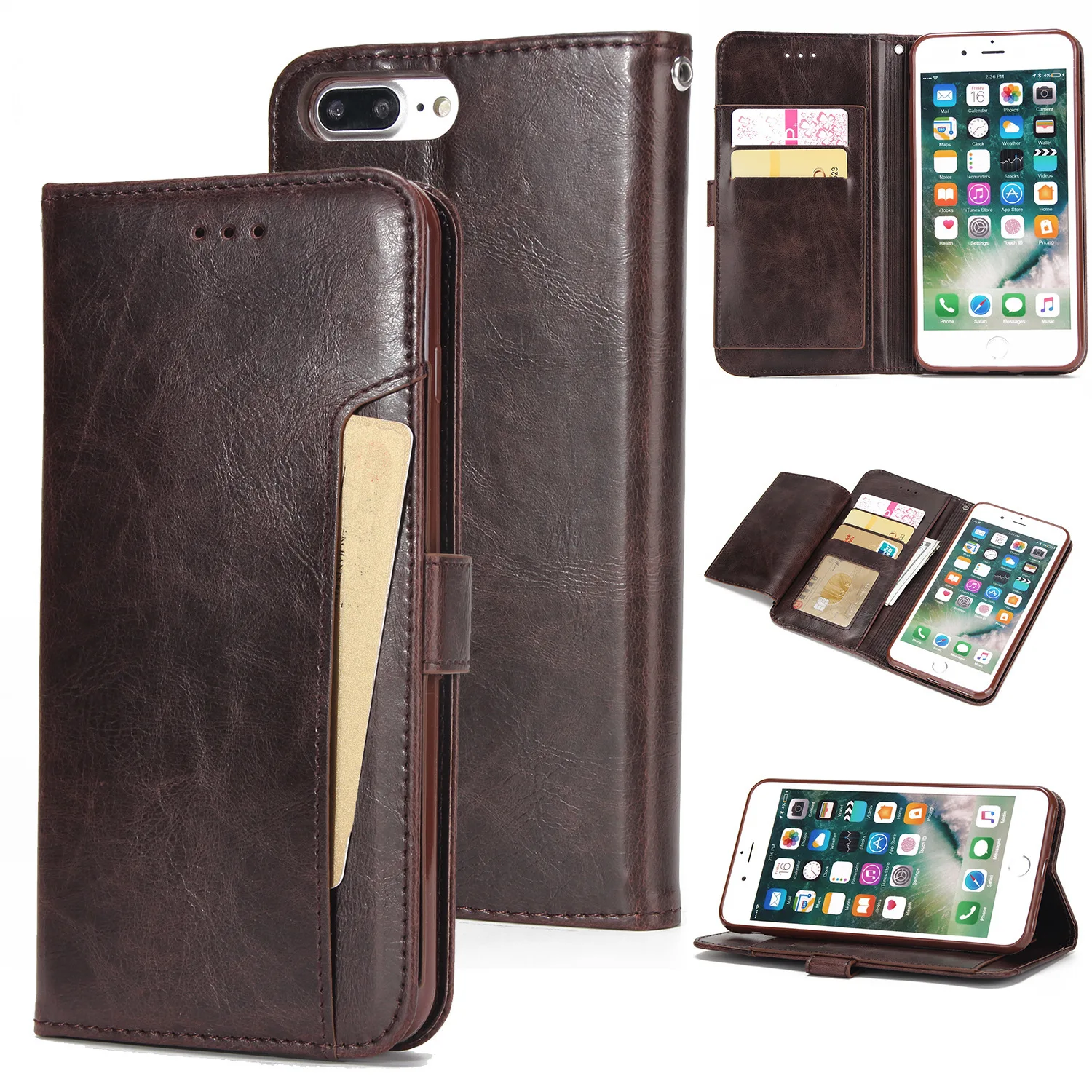 

Luxury PU Leather Case For iPhone 5 6 7 8 Plus Cases Wallet Flip Phone Wallets Case For iPhone X XS XR Cover Carcasa de telefono