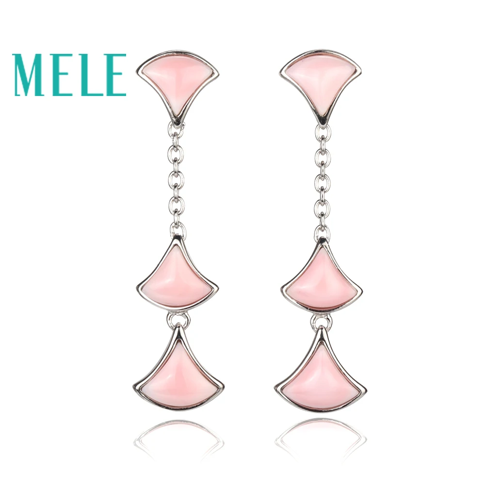 MELE high quality shell drop earrings for women,Bohemia style ginkgo biloba dangle earring with 925 sterling silver